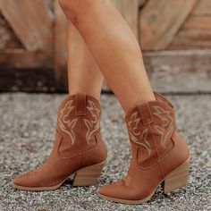 Show Off Your Love For Country Style With These Trendy Cowgirl Booties! Crafted From Faux Leather With Detailed Stitch Accents For An Authentic, Yet Modern Look. Its Pointed Toe Adds A Timeless Silhouette, While The Synthetic Out-Sole And Stacked Heel Provide Comfort And Durability. Easy On And Off Pull Tabs Complete The Design. Condition: Brand New Color: Cognac Heel Height: 2.75" Fit: True To Size (M) Casual Teen Cowgirl Ankle Boots, Ankle Cowgirl Boots Outfit, Cowgirl Boots Short, Ankle Cowgirl Boots, Short Cowgirl Boots, Cognac Heels, Brown Cowgirl Boots, Soda Shoes, Western Ankle Boots