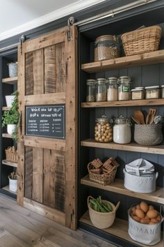 When thinking about updating your kitchen, you might want to consider the timeless appeal of modern farmhouse design. Imagine incorporating reclaimed wood Contemporary Farmhouse Kitchen, Kitchen Mudroom, Bloxburg Basement, Remodel Basement, Modern Farmhouse Kitchen, Kitchen Glass, Basement Remodel, Pantry Design, Modern Farmhouse Kitchens