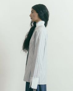 HIGH-NECK MANDRIN SHIRT WITH MIRROR EMBROIDERIES ON THE COLLAR & SLEEVES, & SLITS AT THE SIDES & SLEEVE ENDS100% Cotton High Neck, Embroidery, Mirror, Collar, White