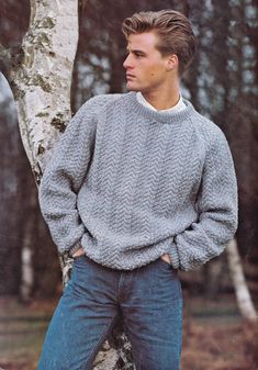 Mens Sweater Knitting Pattern, Look 80s, Aran Knit, Sweater Knitting Pattern, Jumper Patterns, Aran Sweater, Mens Sweater