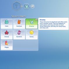 the screenshot shows different types of items in an interactive game, including animals and insects