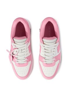 Off-White Out Of Office Sneakers | Pink | FARFETCH White Flat Platform Sneakers For Streetwear, Pink Cushioned Slip-on Sneakers, Casual High-top Sneakers With Branded Heel, Pink Sporty Slip-on Sneakers With Rubber Sole, Sporty Pink Slip-on Sneakers With Rubber Sole, Sporty Flat Platform Sneakers With White Sole, Sporty Flat Sneakers With Vulcanized Sole, Pink High-top Platform Sneakers With Textured Sole, Trendy Pink High-top Sneakers With Contrast Sole