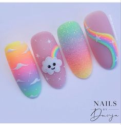 Extreme Nail Art, Boring Nails, Rainbow Nails Design, Rainbow Nail Art, Unghie Nail Art, Unicorn Nails, Nails Only, Nails For Kids, Nails Almond