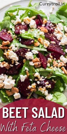 beet feta cheese arugula salad in plate Beetroot And Feta Salad, Beet Salad With Feta, Salad With Feta Cheese, Cottage Recipes, Feta Salad Recipe, Beetroot Recipes, Feta Cheese Salad, Salad With Feta