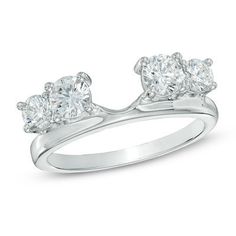 three stone diamond ring in white gold