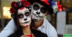 Mexican Halloween Costume, Halloween Makeup Sugar Skull, Mexican Halloween, Skull Face Paint, Sugar Skull Costume, Sugar Skull Face, Dead Makeup, Halloween Makeup Diy, Halloween Makeup Pretty