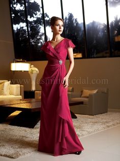 Love this dress.  Something with sleeves for someone older than 40! Jasmine Bridal, Fuschia Dress, Mother Of Groom Dresses, Bride Gowns, Mothers Dresses, Mom Dress