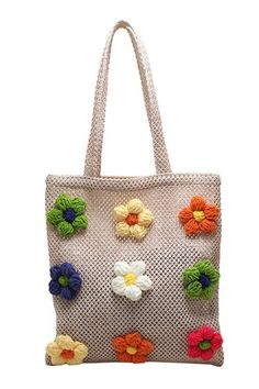 Daisy Flower Crochet Tote Bag, aesthetc bags, cute bags, cottagecore accessories boogzel Trendy Large Beige Bag, Large Casual Summer Canvas Bag, Casual Large Handmade Bag, Large Casual Handmade Bag, Large Multicolor Casual Bag, Large Casual Handmade Shoulder Bag, Large Beige Casual Beach Bag, Large Summer Shoulder Bag, Large Shoulder Bag For Summer Shopping