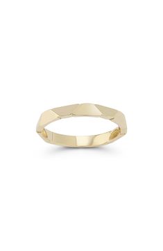 A fine 14-karat gold band ensures a lasting luster for this slender, stackable ring finished with a faceted, angled shape. 2.5mm band width 14K gold Imported Ring Watch, Flip Flop Slippers, Stackable Ring, Sweaters And Leggings, Luxury Gifts, Gold Band, Stackable Rings, Beauty Gift