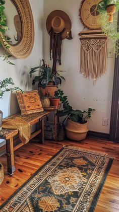 a living room filled with lots of plants and furniture