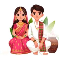 Wedding Couple Animation, Indian Wedding Couple Cartoon, Drawn Couple, Dulhan Bridal