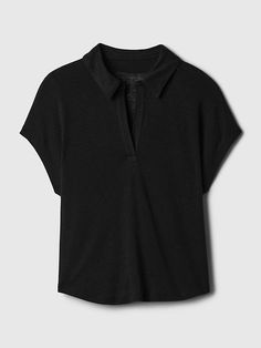 Linen-Blend Polo Shirt | Gap Gap Linen Tops For Workwear, Gap Relaxed Fit Collared Top, Gap Collared Relaxed Fit Tops, Collared Relaxed Fit Tops By Gap, Gap Collared Tops With Relaxed Fit, Everyday Black Tops By Gap, Everyday Black Top By Gap, Everyday Black Top From Gap, Everyday Black Gap Tops