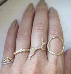 Everyday Diamond Birthstone Ring, Everyday Rings With Diamond Accents, Diamond Birthstone Ring, Gold Circle Ring, Circle Ring, Handcrafted Rings, Full Circle, Brilliant Diamond, Delicate Bracelet