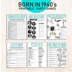 the printable version of born in 1940's party games is available for purchase