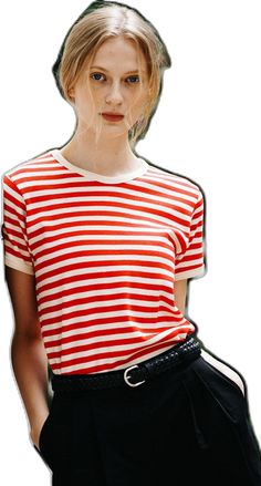 Striped T-shirt For Everyday Summer Wear, Summer Striped Stretch T-shirt, Basic Stretch Shirt For Summer, Striped Stretch T-shirt For Summer, Classic Red Summer Tops, Basic Striped Summer Top, Classic Fitted Striped T-shirt, Classic Striped Summer Tops, Classic Red Tops For Everyday