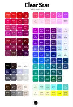 the color chart for clear star