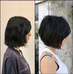 Stack Bob Haircut, Low Stacked Bob Haircut, Bob Haircut Before After, Short Hair Before And After Haircuts, Short Stacked Bob Haircut For Thick Hair, Stacked Chin Length Bob Haircut, Short Inverted Bob With Bangs, Tapered Bob Haircut, Bob Shag Haircut