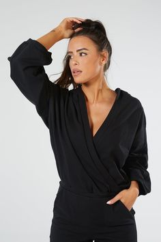 Nama Women's Yoga Lounge Wear Onesie | Enlighten Onesie | Soft Cotton Fleece, Black, Sustainably Made - NAMA Oversized Onesie, Thick Fabric, Who Knows, Cotton Fleece, Dream Clothes, Yoga Women, Get Dressed, Wrap Around, Size Guide