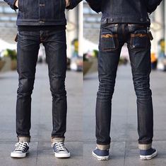 Mens Converse Outfit, Denim Ootd, Denim Street Style, Raw Denim Jeans, Selvage Denim, Men Jeans Pants, Smart Casual Wear