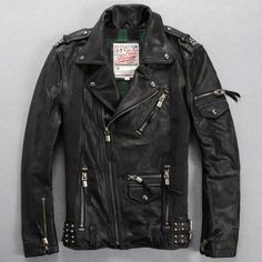 Black Metal Fashion, Metal Fashion, Retro Mode, Leather Skin, Leather Motorcycle Jacket, Leather Jacket Black, Leather Jacket Men, Garden Toys