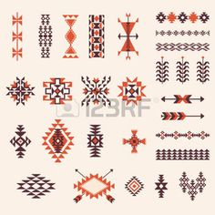 native american art: Native american navajo aztec pattern vector elemets design set Navajo Pattern, Muster Tattoos, Native American Patterns, American Symbols, Indian Patterns, Native American Design, Native Design, Pattern Tattoo