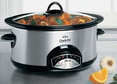 the crock pot is full of food and ready to be cooked in the oven