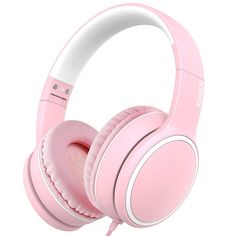 a pair of pink headphones sitting on top of each other