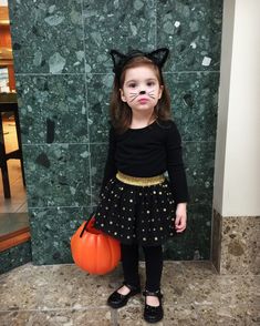 Toddler girl cat costume. Cute kitty. Halloween Cat Costume For Kids, Cat Family Costume, Halloween Kitty Costume, Kids Kitty Cat Makeup, Kids Cat Costume Makeup, Girls Cat Costume, Diy Cat Costume Kids, Diy Cat Halloween Costumes For Kids, Toddler Black Cat Costume