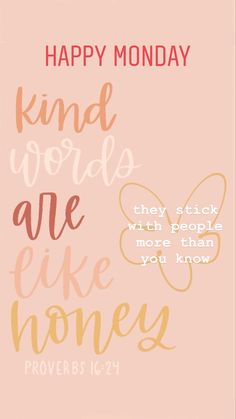 a pink poster with the words happy monday and an image of a butterfly on it