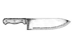 a black and white drawing of a knife on a white background with clippings