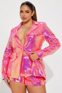 Zuri Sequin Blazer - Pink | Fashion Nova, Jackets & Coats | Fashion Nova