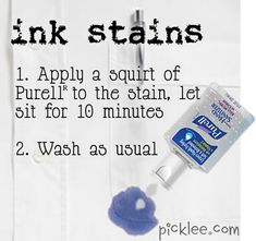 instructions for how to use ink stains on clothing and other items in the bathroom or at home