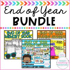 the end of year bundle with text and pictures