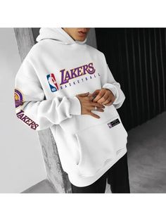 Lakers Sweatshirt, Basketball Print, Shirts Oversized, Sleeve Placket, Sweatshirt Oversized, Oversize Sleeves, Casual Sweatpants, Men's Long Sleeve T-shirt, Casual Home