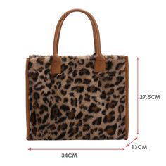 Brand Name: CyflymderHandbags Type: Shoulder BagsTypes of bags: Top-Handle BagsMain Material: OtherLining Material: PolyesterShape: SquareOrigin: Mainland ChinaCN: GuangdongHardness: SOFTPattern Type: LEOPARDInterior: No PocketDecoration: NONEExterior: NONEOccasion: VersatileClosure Type: HaspGender: WOMENStyle: FashionModel Number: ShoulderNumber of Handles/Straps: SingleProduct name: retro fashion all-match autumn and winter animal print plush handbagMaterial: PU+ plushLining: Polyester (rando Winter Tote, Plush Design, Leopard Tote, Work Tote Bag, Printed Handbags, Cute Purses, Tote Bag Pattern, Casual Tote, Shopper Tote