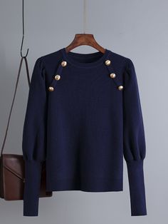 Autumn Winter New Solid Color Vintage Sweater Round Neck Knitted Bottoming Shirt Long Sleeve Pullover Top Women's Clothing Winter Knit Top With Buttons, Knit Top With Buttons For Fall, Fall Knit Top With Buttons, Buy Sweaters, Knit Bottom, Bottoming Shirt, Color Vintage, Vintage Sweater, Sweaters Online