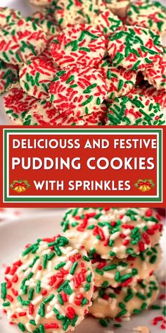 delicious and festive pudding cookies with sprinkles are the perfect holiday treat