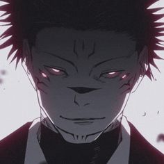 an anime character with red eyes and spiked hair