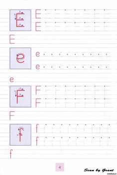 an exercise sheet with letters and numbers on it