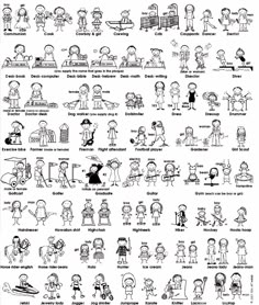 an image of children's cartoon characters in black and white, with the words