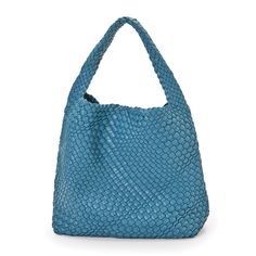 A one-of-a-kind woven bag is generously sized to hold everything you need. A detachable pad gives the bottom more support. It includes a bonus zip-close bag (7"H x 11"W) made in the same soft vegan leather. Magnetic closure, fully lined, inside zip pocket. Imported. 15"H x 16"W x 5.5"D. Specify Black, Blue, Green, Pewter, Brown, or Purple. Woven Bag, 7 H, Leather Handbag, Magnetic Closure, Leather Handbags, Black Blue, Vegan Leather, Zip Pockets, Blue Green