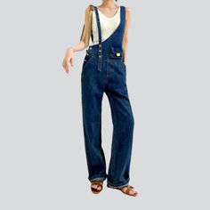 Step into the spotlight with our 90s-inspired asymmetric straight women's denim jumpsuit from the 2023 Spring Collection. Crafted with a established medium wash. this timeless piece is perfect for those seeking a modern. fashionable look.Distinctive Features: Straight Silhouette: With a straight form and uneven design. this jumpsuit flatters your figure. offering a chic look with a traditional appeal. Medium Wash: The medium wash gives it a versatile appeal. allowing for a seamless transition fr Chic Denim Overall Jumpsuit, Non-stretch Wide Leg Denim Jumpsuit, Non-stretch Denim Wide Leg Jumpsuits And Rompers, Trendy Straight Leg Denim Jumpsuit For Fall, Non-stretch High Waist Denim Jumpsuit In Denim Blue, Chic Dark Wash Straight Leg Denim Jumpsuit, Trendy Denim Jumpsuit With Straight Leg For Fall, Denim Blue Non-stretch High Waist Denim Jumpsuit, Trendy Non-stretch Medium Wash Denim Jumpsuit