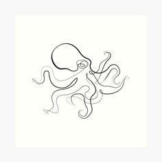 an octopus drawing in black and white with the outline of it's head sticking out