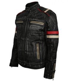 Buy Retro Grey Distressed Biker Leather Jacket now! Distressed Moto Outerwear For Winter, Distressed Moto Winter Outerwear, Winter Distressed Moto Outerwear, Winter Moto Distressed Outerwear, Black Distressed Biker Leather Jacket, Black Distressed Biker Outerwear, Black Distressed Biker Jacket, Distressed Biker Leather Jacket For Winter, Black Distressed Fitted Leather Jacket