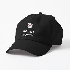 the south korea baseball cap is black and white