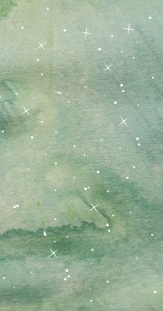 an abstract painting with white stars on green watercolor paper