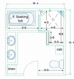 the floor plan for a bathroom is shown in blueprints and includes a sink, toilet