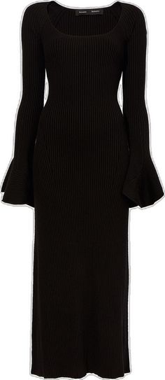 Proenza Schouler, Dress Black, Ribbed Knit, Dresses With Sleeves, Black Dress, Collage, Knitting, Pins, Black