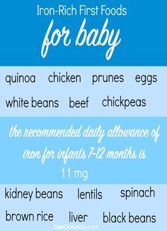 an info sheet for the iron - rich first foods for baby