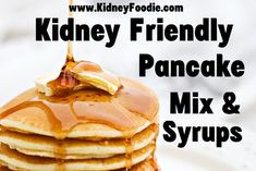 Find low phosphorus kidney friendly pancake mixes and pancake syrups that you can buy that fit in with the CKD diet. Renal Diet Pancakes, Ckd Stage 3 Diet Recipes, Kidney Friendly Recipes Renal Diet Breakfast, Kidney Friendly Breakfast Recipes, Low Protein Diet Kidney Recipes, Ckd Diet Recipes, Low Sodium Pancakes, Kidney Friendly Recipes